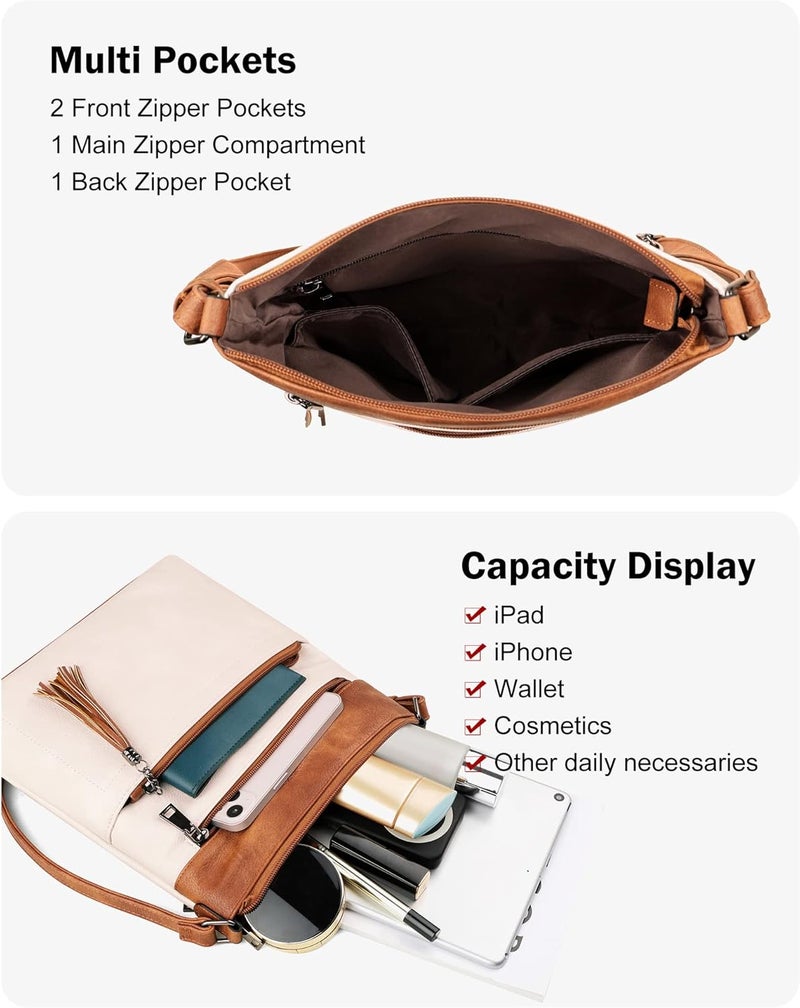 MASINTOR Crossbody Purses for Women, Multi Pocket Casual Crossbody Bag, Adjustable Strap Shoulder Bag with Tassel - Image 3